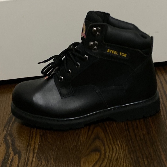 BRAHMA GUS MEN BLACK LEATHER STEEL TOE NO SLIP OIL RESIST WORK BOOT 9-1/2W & 12W main image 11